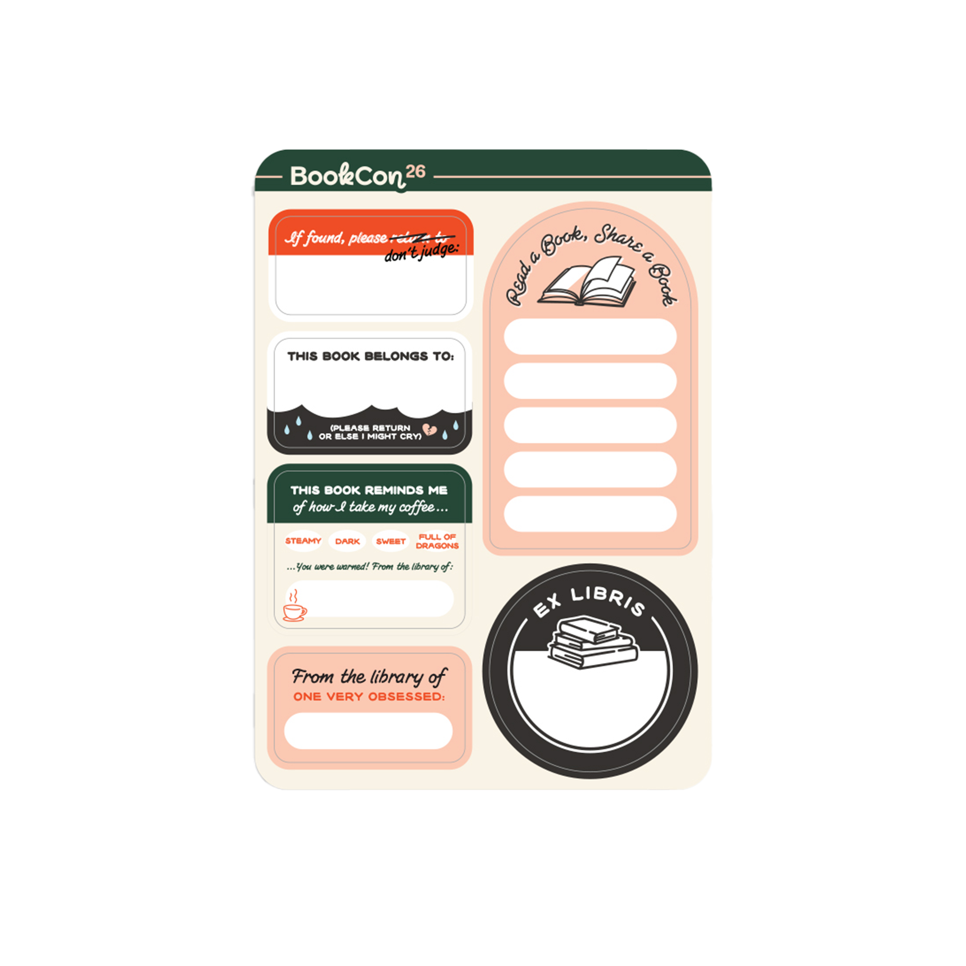 Book Plate Sticker Sheet